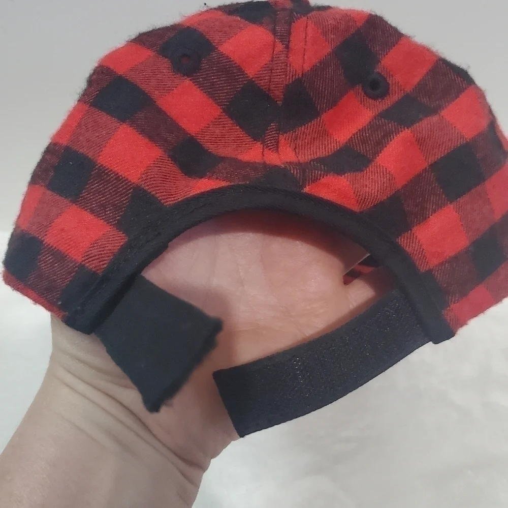 DISNEY Mickey Mouse Red Black Buffalo Check Plaid Baseball Hat Cap Toddler Size